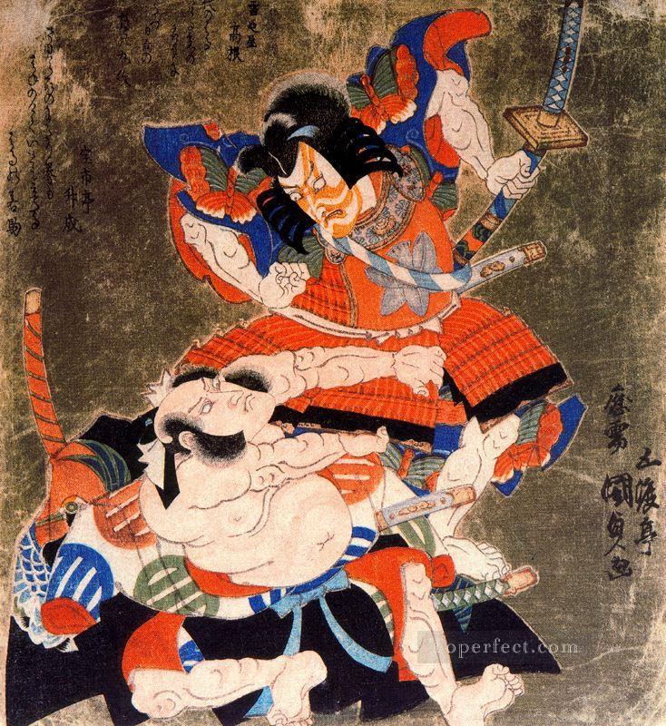 Ichikawa Danjuro VII and Bando Mitsugoro III as Soga no Goro and Asaina no Saburo Utagawa Kunisada Japanese Oil Paintings